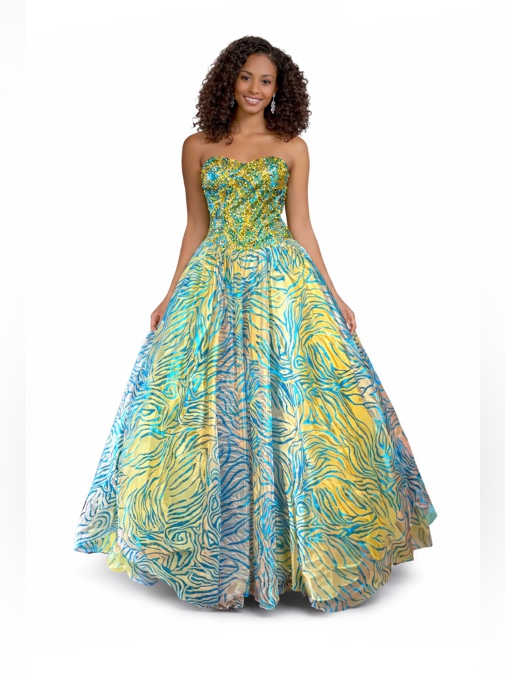 GORGEOUS LIME BLING FLAIR PROM STRAPLESS FORMAL DRESS BY HOUSE OF WU